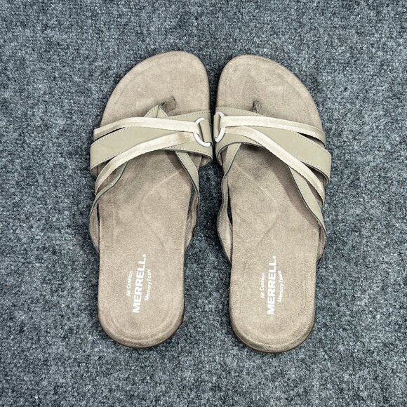 Merrell Sandals Womens Size 8 Tan Strappy Outdoor Comfort Casaul Thong Flip Flop - Picture 8 of 12